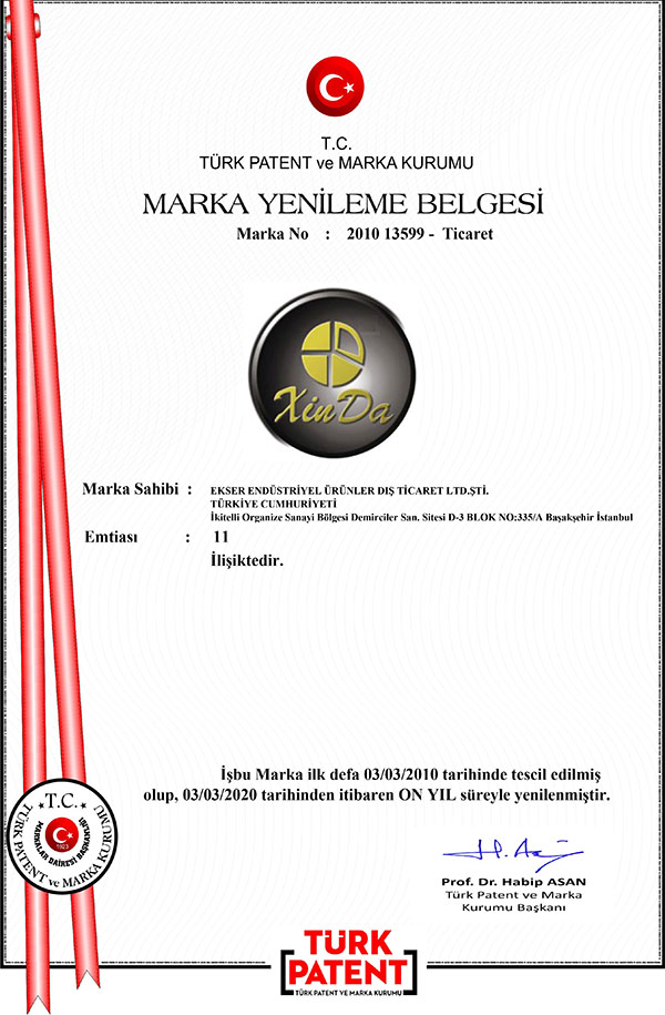 Xinda Marka Yenileme Belgesi